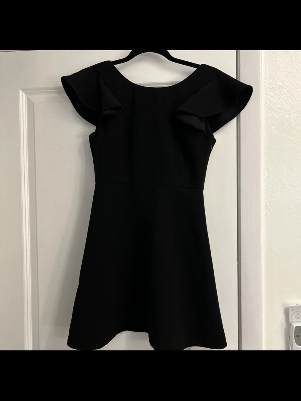 BCBGeneration Black Flutter Sleeve Fit-and-Flare Dress